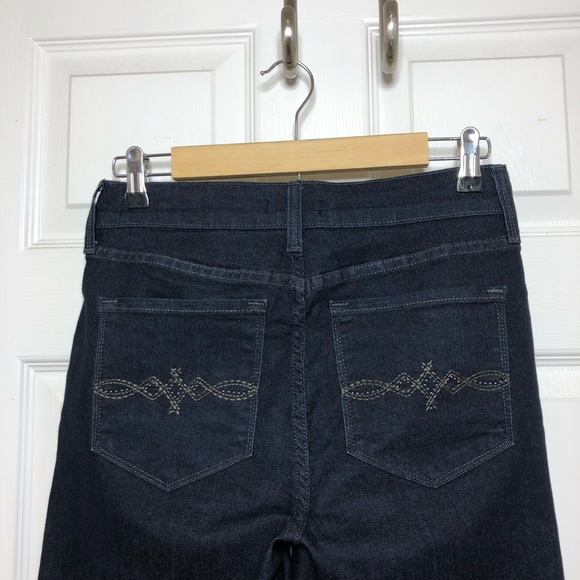 NYDJ Made in USA Stretchy Mid Rise Embellished Back Pockets Bootcut Dark Jeans 4 - Picture 6 of 16